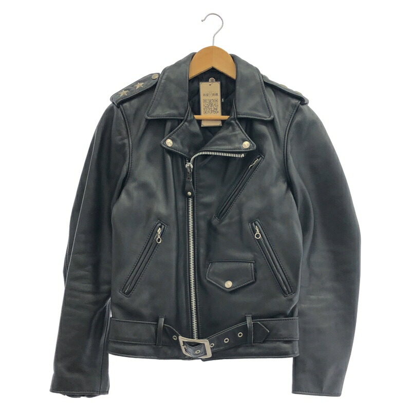 【中古】SCHOTT ツースターダブルライダースジャケット サイズ34 ブラック[19]
