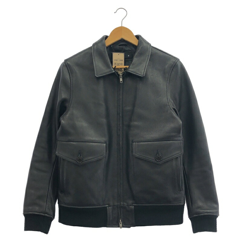 【中古】Liugoo Leathers G-1 フライトジャケット サイズM ブラック リューグーレザー △ボア欠品[19]
