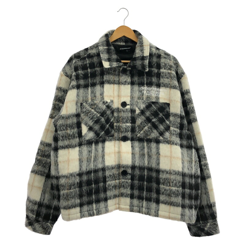 【中古】DREAMTEAM D Star Logo Mohair Flannel Jacket サイズXL 黒白 ドリームチーム[91]