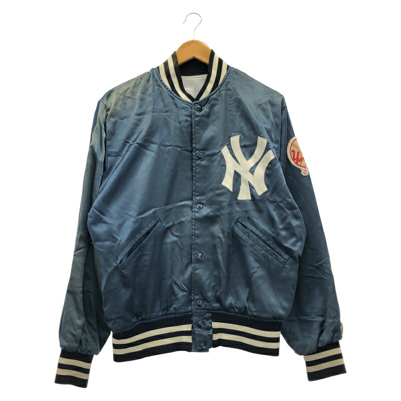 【中古】80-90s FELCO NEWYORK YANKEES ナイロンスタジャン ネイビー M ※状態考慮[24]