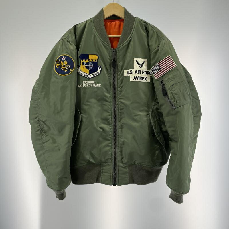 【中古】AVIREX SPACE COMMAND MA-1 大きさ2XL カーキ/オレンジ色 6182184[19]