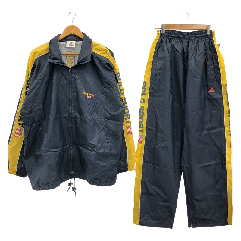 【中古】POLO SPORT ジャージセットアップ ネイビー×イエロー size L ポロスポーツ[24]