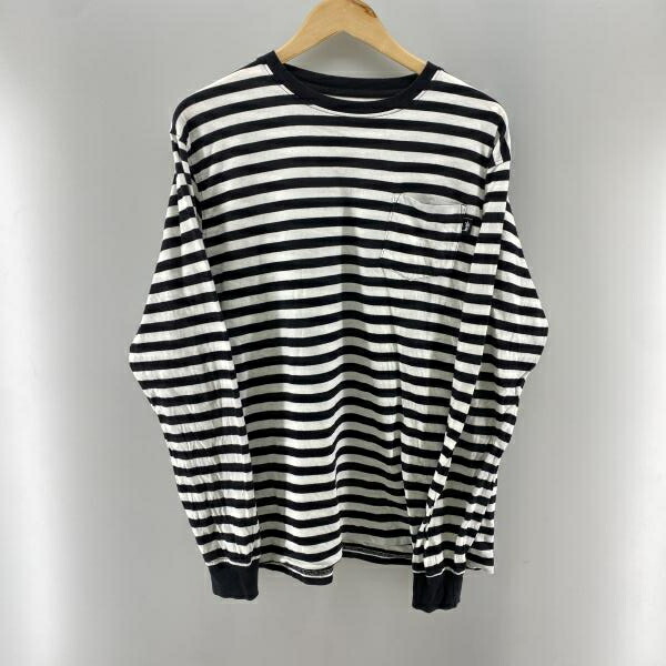 【中古】STUSSY L/S ボーダー ポケット Tee ブラック×ホワイト L ステューシー[24]