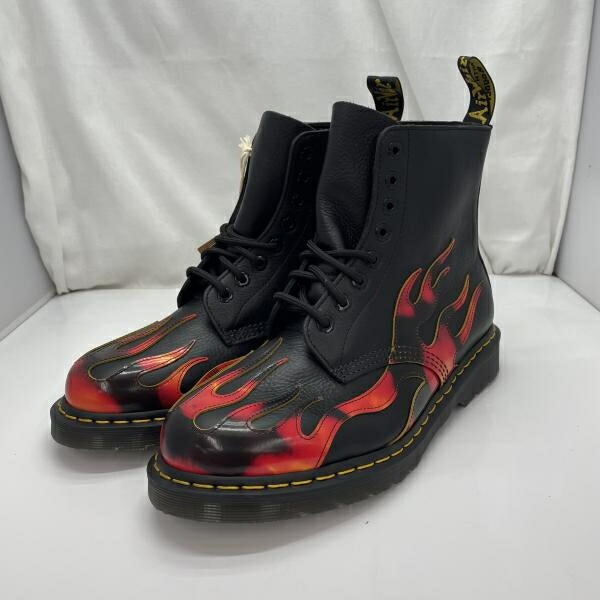 【中古】Dr.Martens 8ホール 1460 Pascal Flame サイズUK8(27cm相当) 41517001 黒/赤 箱あり ドクターマーチン[91]