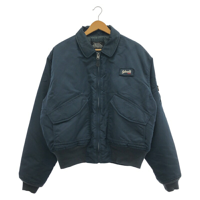 【中古】Schott MIL-3119GN フライトジャケット CW-R サイズ表記なし ネイビー ショット[17]
