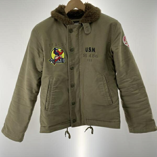 【中古】NAVY DEPARTMENT デッキジャケット サイズS カーキ 15122 ワッペン TALONジップ ネイビーデパートメント[91]