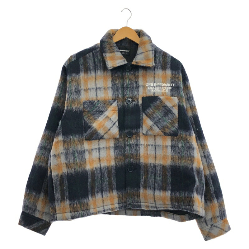 【中古】DREAMTEAM D Star Logo Mohair Flannel Jacket サイズL グレー ネイビー[91]