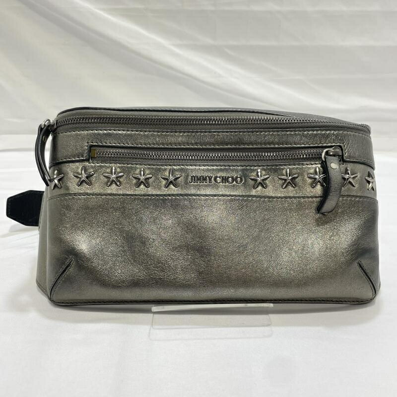 【中古】JIMMY CHOO スタースタッズボディバッグ メタリックグレー ジミーチュウ[19]
