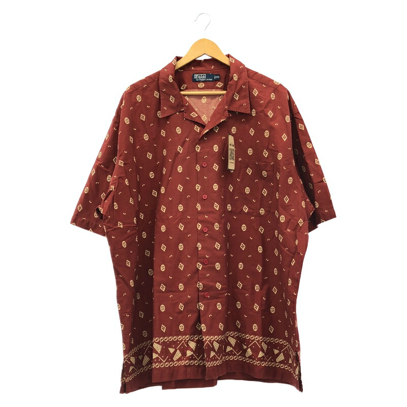 【中古】RALPH LAUREN 90-00s 総柄 S/S オープンカラーシャツ 赤いこと 大きさXXL ラルフローレン[24]