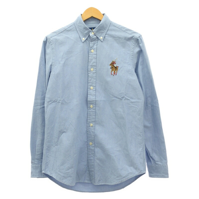 【中古】RALPH LAUREN ポロベア ビックボニー コットンシャツ ブルー サイズS ラルフローレン[24]