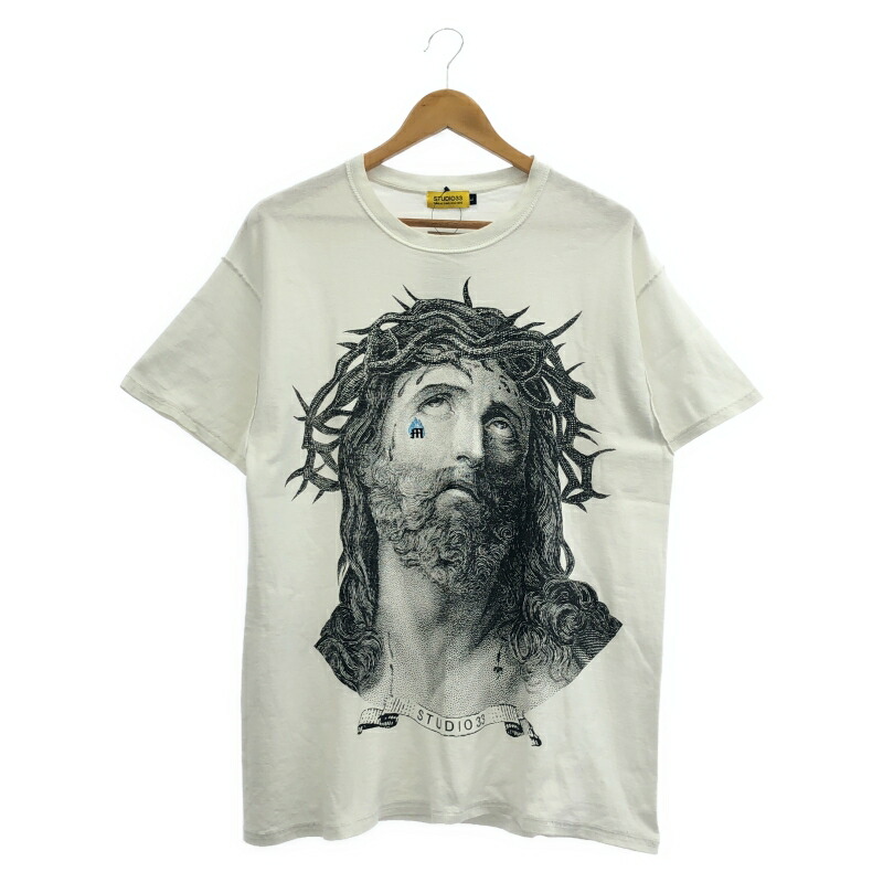 【中古】studio33 JESUS 半袖プルオーバー 大きさL 白いこと[91]