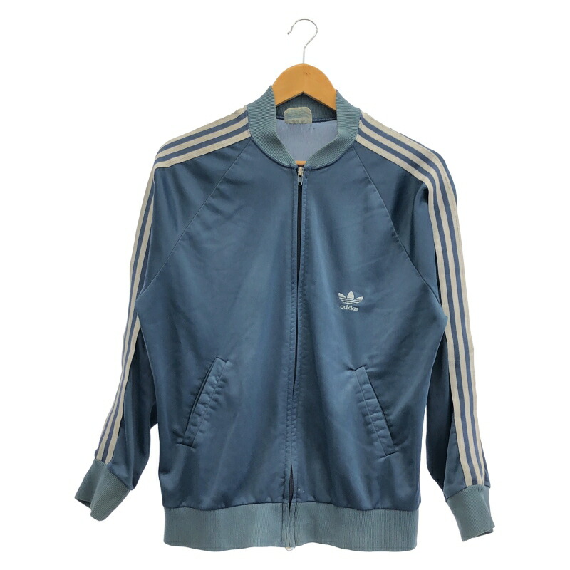 【中古】adidas 70s ATPトラックジャケット サイズM 青 KEYROLAN USA製 右ポケット内穴あり[91]