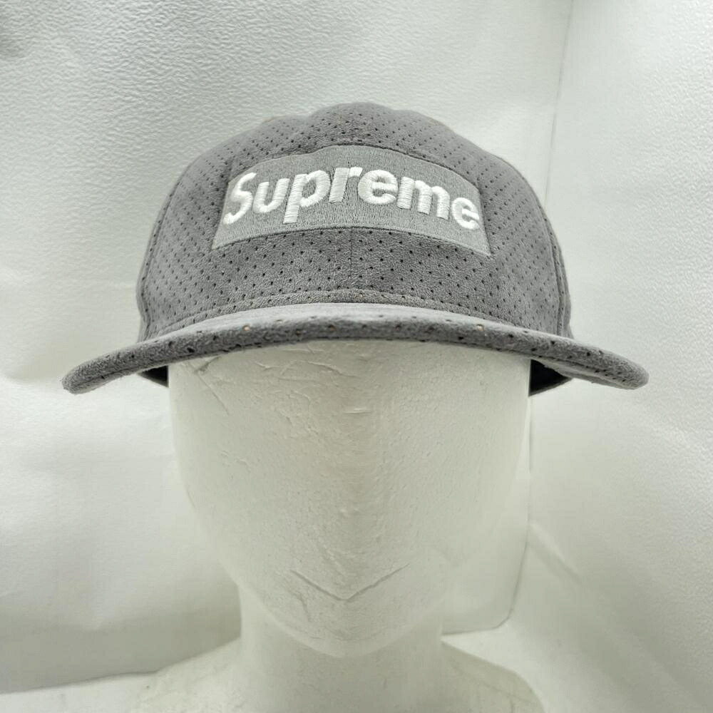 【中古】Supreme×NEW ERA Ultrasuede Box Logo Cap 7 1/2サイズ グレー[79]