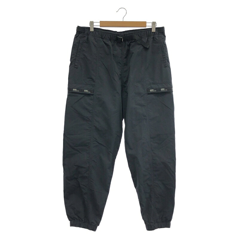 【中古】W)TAPS TRACKS TROUSERS NYLON TUSSAH サイズX03 ブラック[91]