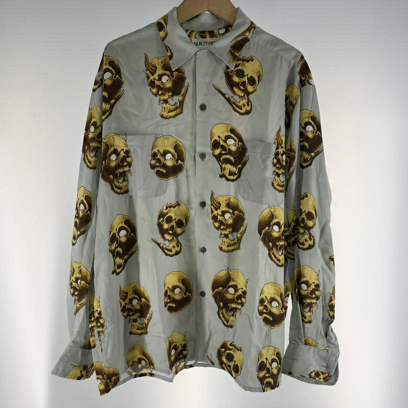 【中古】WACKO MARIA × 56 tattoo studio 24AWHAWAIIAN SHIRT L／S サイズXL スカルハワイアンロングスリーブシャツ 56TS-WM-HI14 ワコマリア[19]