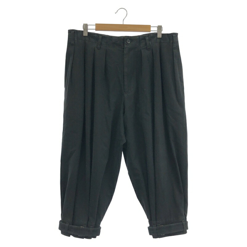 【中古】Yohji Yamamoto+NOIR タック裾ベルトパンツ サイズ1 ブラック ヨウジヤマモト[17]｜お宝創庫