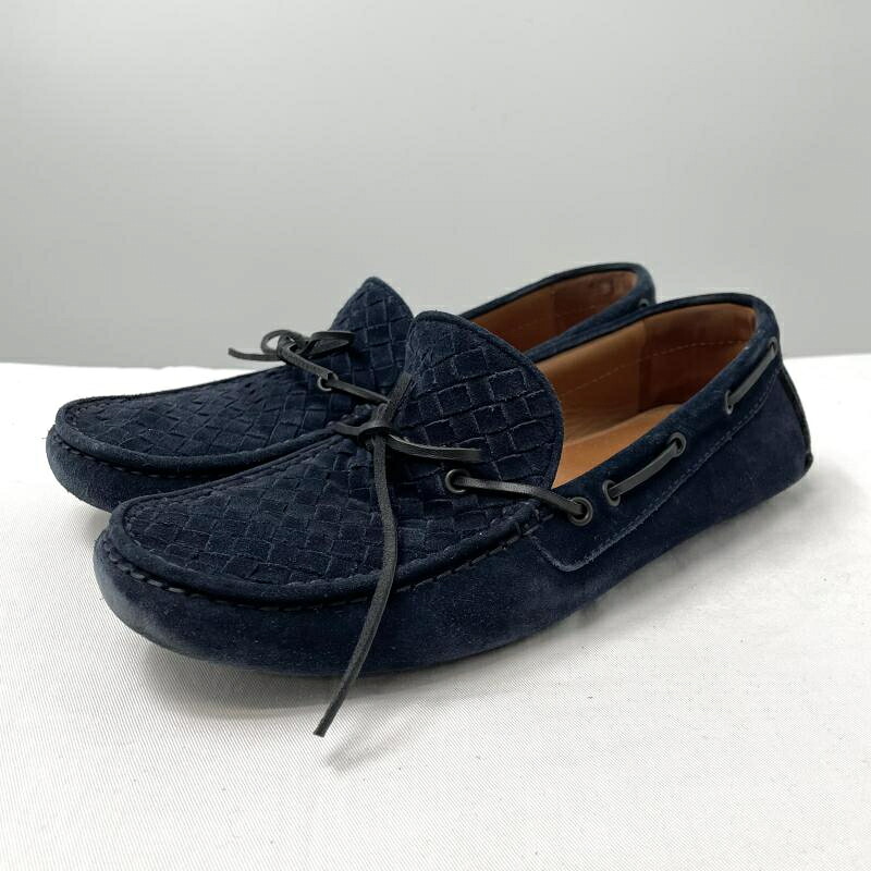 【中古】BOTTEGA VENETA イントレチャート スエードドライビングシューズ サイズ41 ネイビー ボッテガヴェネタ[17]