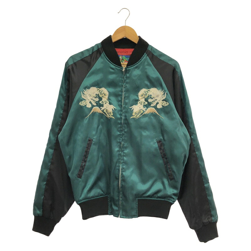 【中古】星姫 スカジャン グリーン×ブラック サイズXL[24]