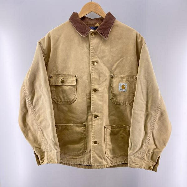 【中古】90s Carhartt ブランケットライナー チョアコート(首タグ欠品) ベージュ 44～46相当 カーハート[24]