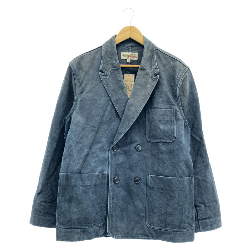 【中古】STUSSY×Wrangler テーラードジャケット サイズL ネイビー[79]