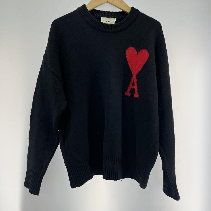 【中古】AMI PARIS メリノウールフェルトセーター 大きさS 黒いこと[19]