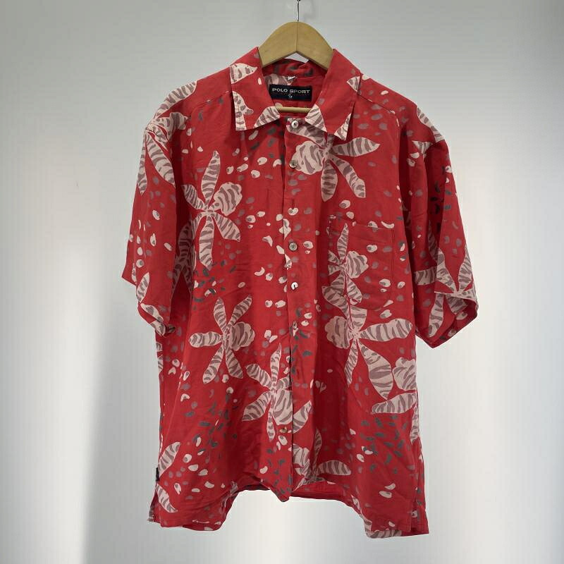 【中古】POLO SPORT RALPH LAUREN アロハシャツ 大いさM 赤いこと ポロ運動競技 ラルフローレン[19] トップス-その他-メンズファッション