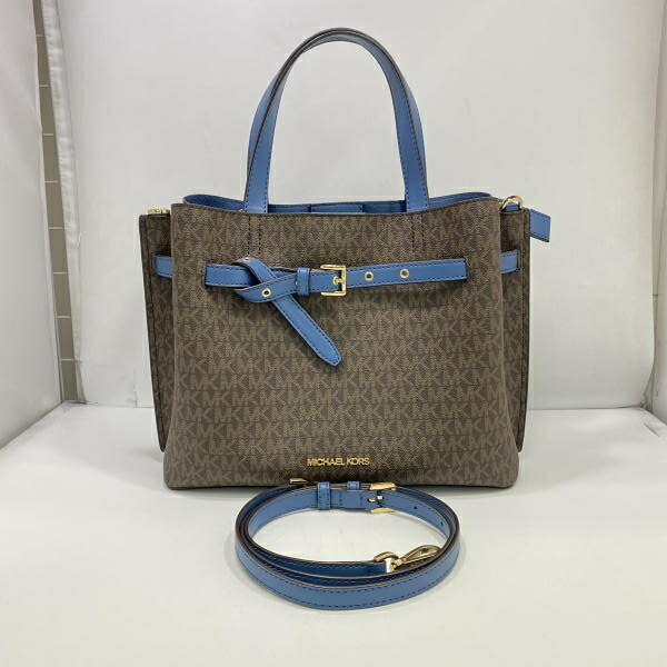 【中古】MICHAEL KORS サッチェルラージ 2WAYバッグ ブラウン×ブルー 35F0GU5S3B マイケル・コース[24]