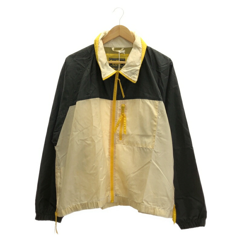 【中古】90s OshKosh B’gosh ナイロンジャケット サイズL ブラック イエロー[91]