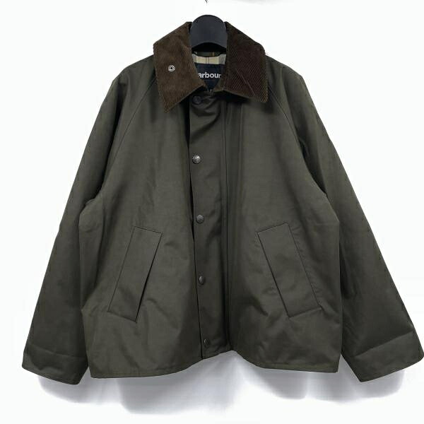 【中古】Barbour BEAMS F別注 TRANSPORT ピーチスキン ジャケット サイズ38 グリーン バブアー[17]