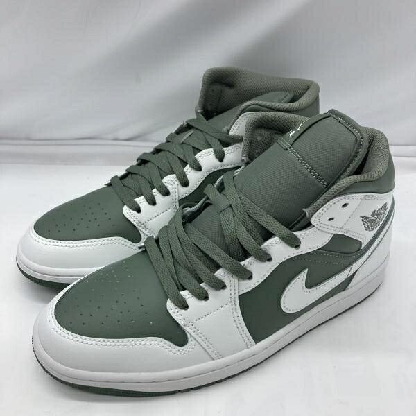 【中古】NIKE AIR JORDAN 1 MID Summit White/Vintage Lichen 大いさ27糎 DQ8426-107 ナイキ 緑であること 白いこと[19]