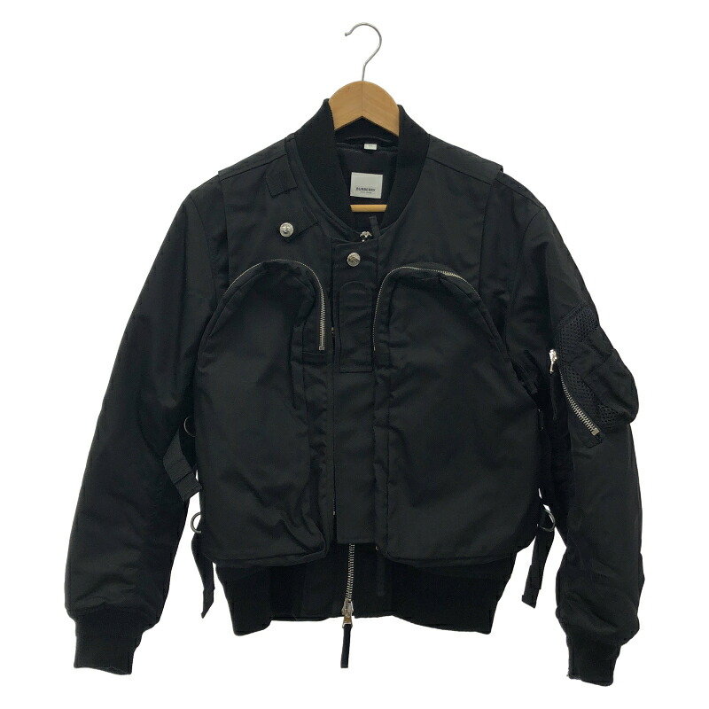 【中古】BURBERRY LONDON Nylon Twill Reversible Bomber Jacket 大きさ44 8012096 黒いこと バーバリーロンドン ナイロンツイルリバーシブルボンバージャケット[17]