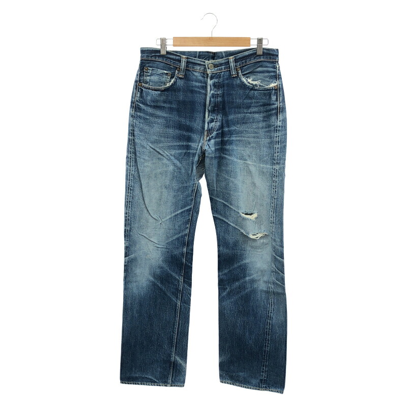 【中古】FULL COUNT ストレートデニムパンツ 大きさW33 青碧 盛りだくさんかぞえ上げる[19]