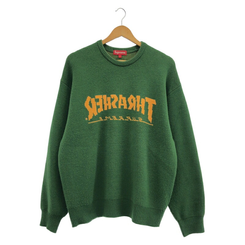 【中古】Supreme × Thrasher Sweater スウェーター L 緑であること シュプリーム スラッシャー[10]
