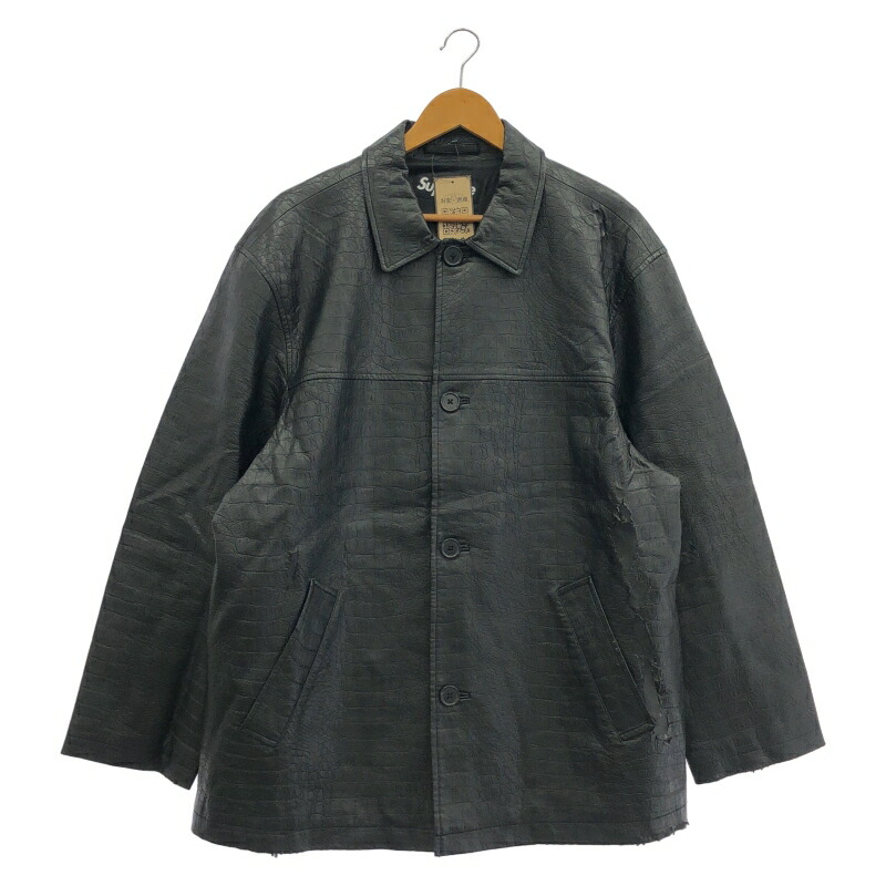 【中古】Supreme Faux Croc Car Coat L ブラック シュプリーム[10]