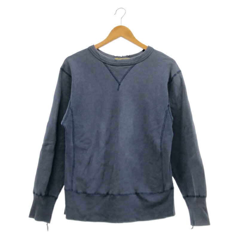 【中古】STUDIO DARTISAN 両Vスウェット ネイビー サイズL相当 ステュディオ・ダ・ルチザン[24]