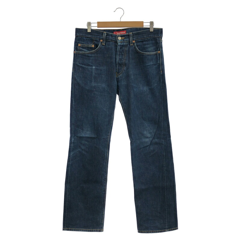 【中古】Supreme Rigid Slim Jean(裾上ぼり品) インディゴ 大いさW32 シュプリーム[24]