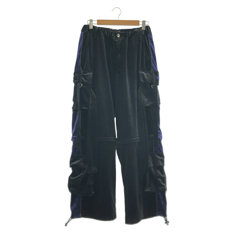 【中古】REFLEM 2WAY ベロアカーゴパンツ(ドローコード欠品) 黒いこと 大きさFREE RF24-C29 レフレム[24]