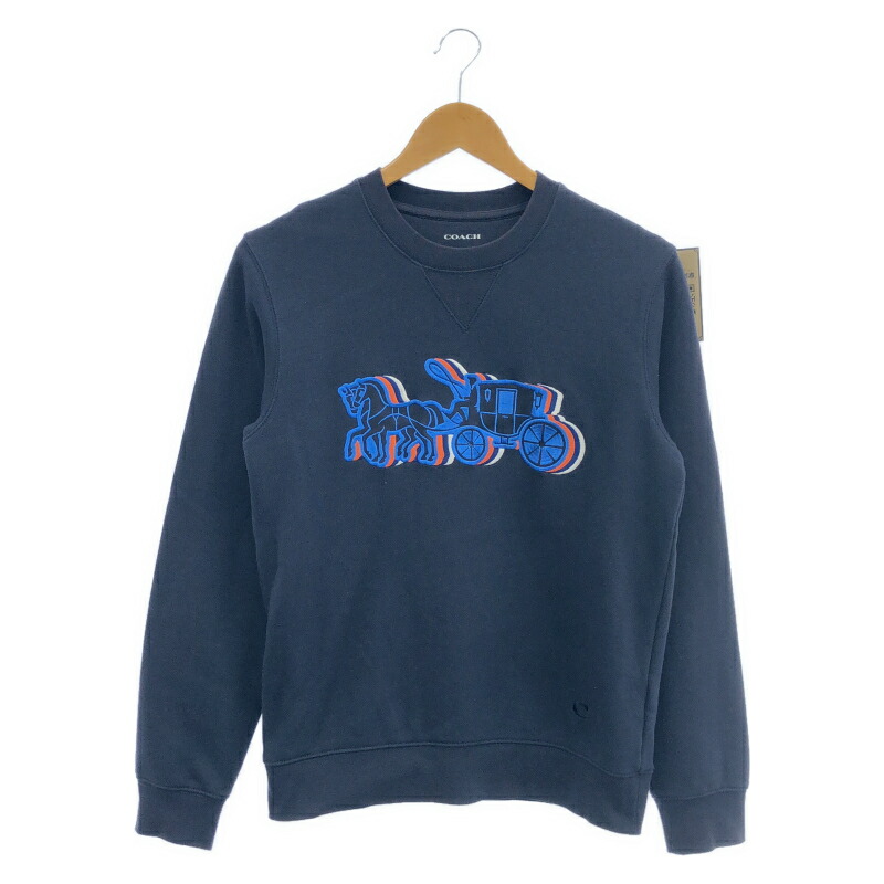 【中古】COACH スウェット ホースアンドキャリー XS ネイビー[79]