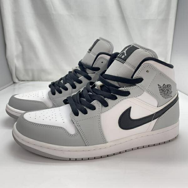 【中古】Nike Air Jordan 1 Mid Light Smoke Grey/White/Black 大きさ27糎 554724-092[91]