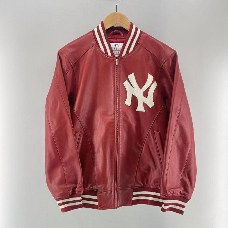 【中古】15SS Supreme ×\u002747 ×MLB Yankees Leather Varsity Jacket(芳ばしさ口当たりあり) 赤いこと 大いさS シュプリーム[24]