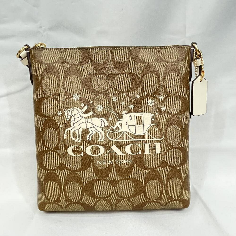 【中古】COACH ホースアンドキャレッジ　ショルダーバッグ　ベージュ[79]｜お宝創庫