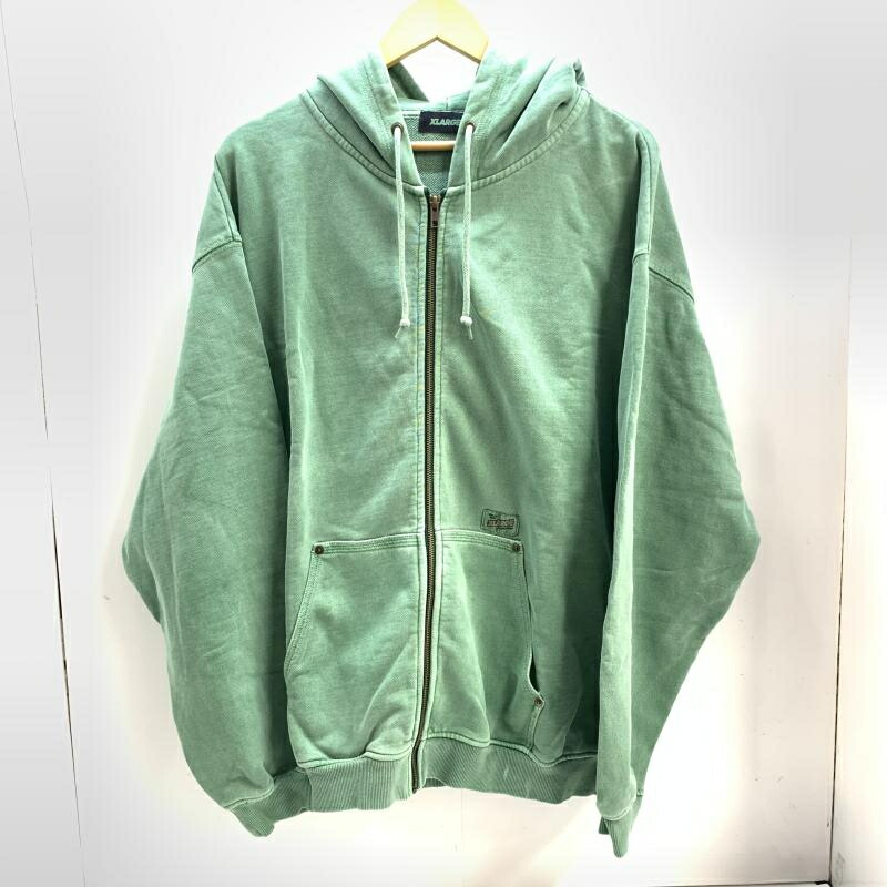 【中古】X-LARGE ピグメントダイ ジップパーカー XL 緑であること エクストララージ[92]