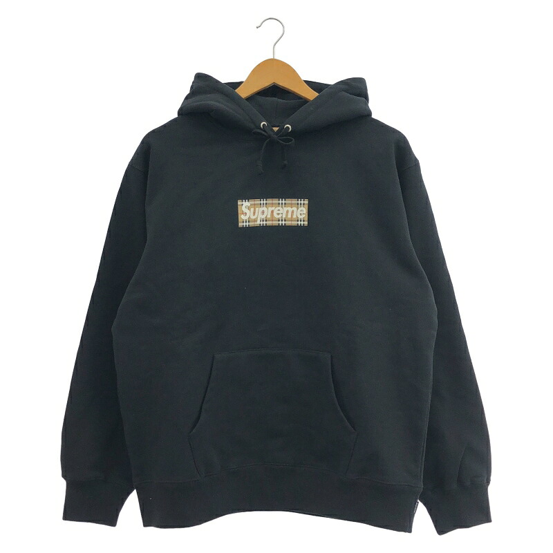 【中古】Supreme × Burberry Box Logo Hooded 大きさM 黒いこと[91]