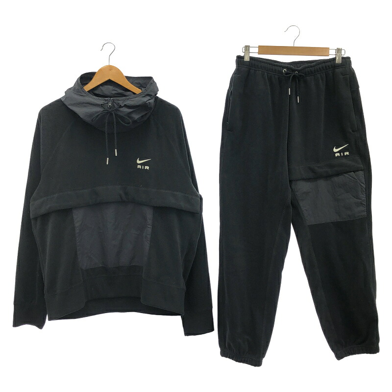 【中古】NIKE フリース 上衣\u0026ズボン下 セットアップ 大きさL 黒 ナイキ[92]