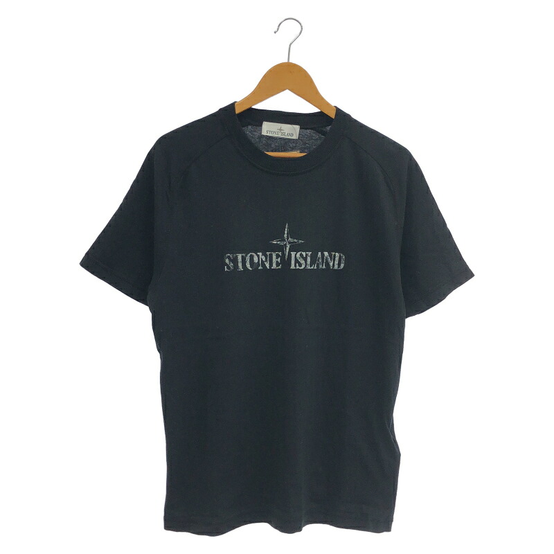 【中古】STONE ISLAND ロゴタイプ刷り上げるTee L K1S152100020S0081 黒いこと ストーンアイランド[10]