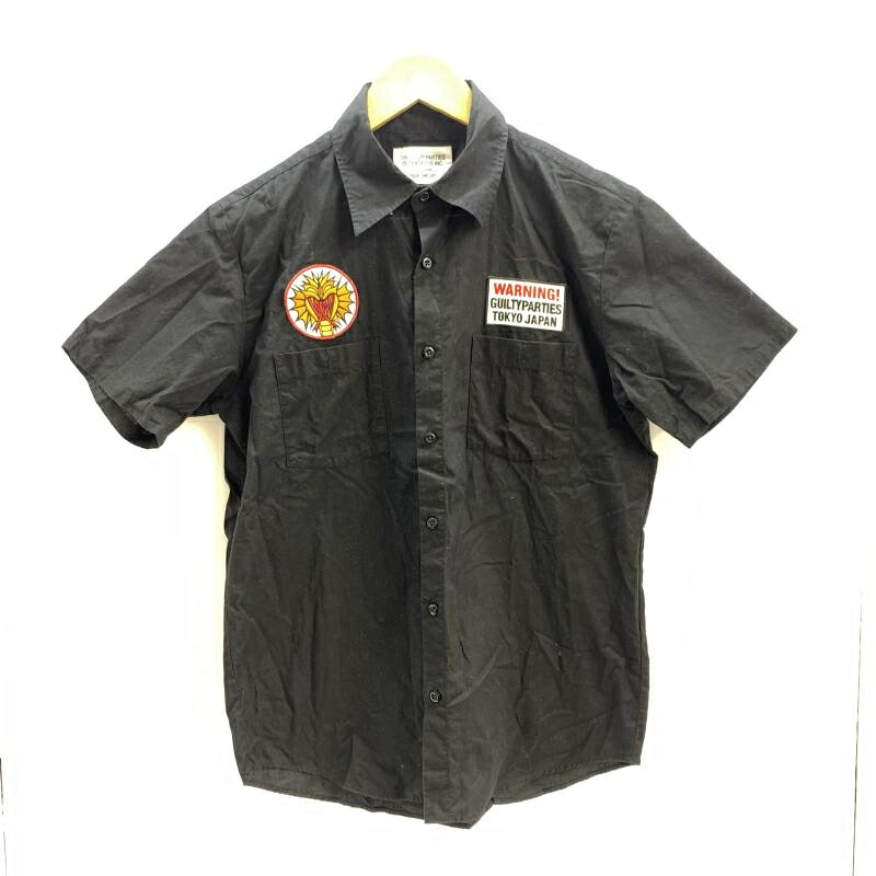 【中古】WACKO MARIA 紋章付き添い人 細工物プルオーバー 黒いこと S ワコマリア[92]