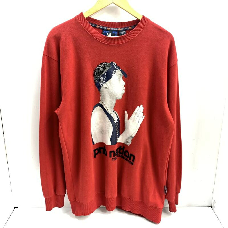 【中古】PNB NATION スタッズ付フォトプリントスウェット 赤いこと 大きさXL ピーエヌビーネイション[92]
