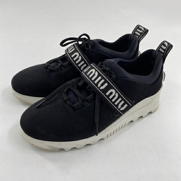 【中古】miumiu 613 厚底スニーカー 黒いこと 白いこと ミュウミュウ[10]