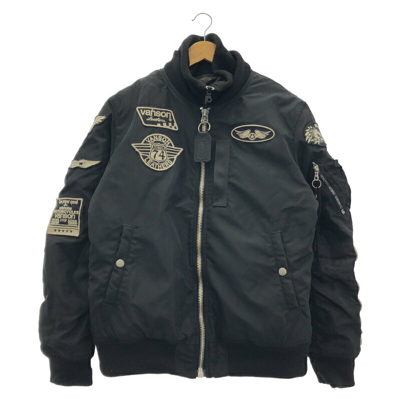 【中古】VANSON MA-1 航空上衣 L 黒いこと バンソン[10]