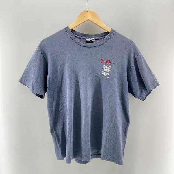 【中古】STUSSY 90-00s USA製 唐人笛刺しゅう S/S Tee 青碧 M ステューシー[24]